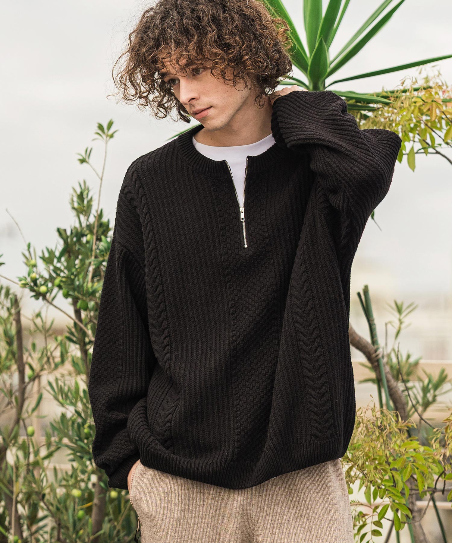 CAMBIO(カンビオ)】【予約販売10月上旬～中旬入荷】ハーフZIPニット